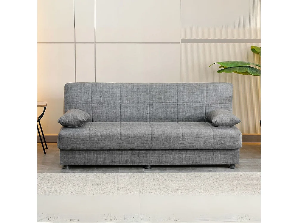Divano letto Moon senza braccioli con contenitore colore grigio 180x81x83H