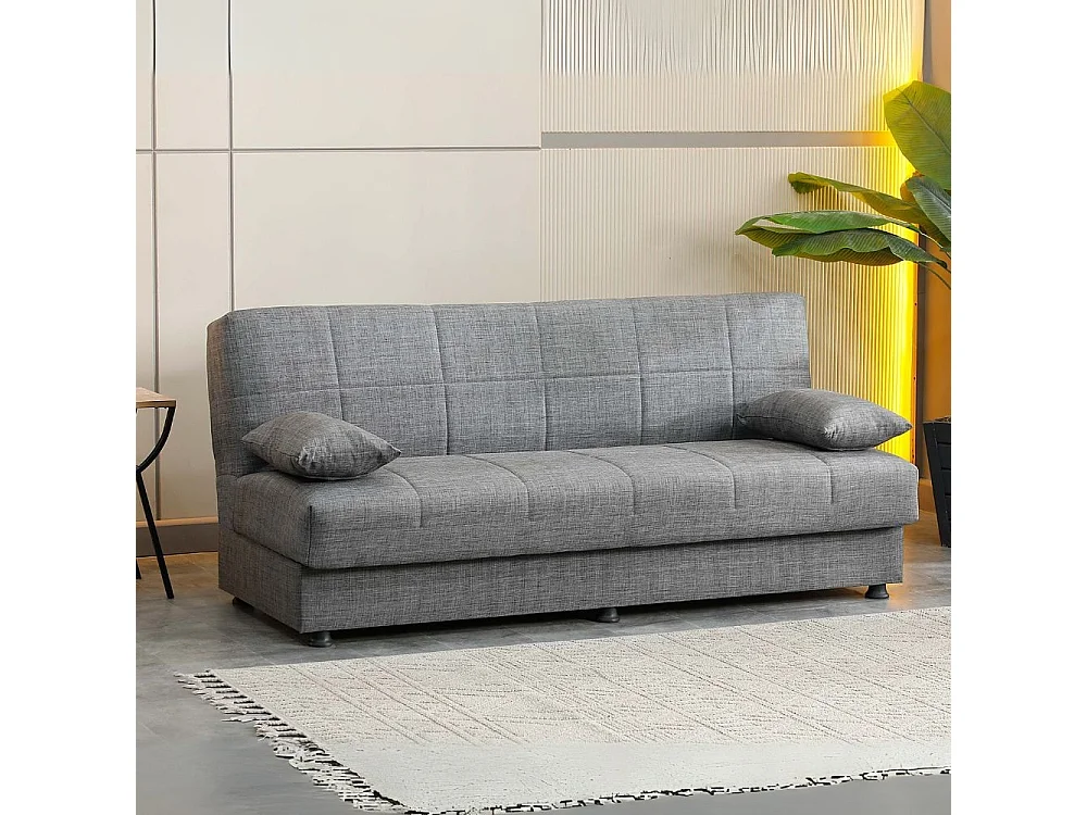 Divano letto Moon senza braccioli con contenitore colore grigio 180x81x83H