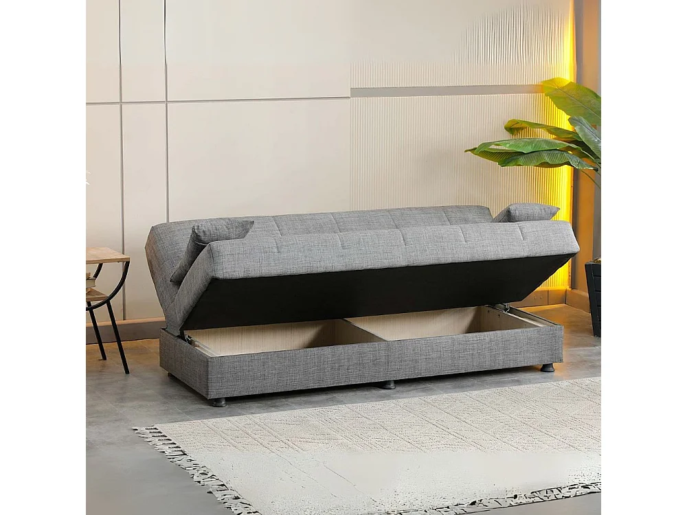 Divano letto Moon senza braccioli con contenitore colore grigio 180x81x83H