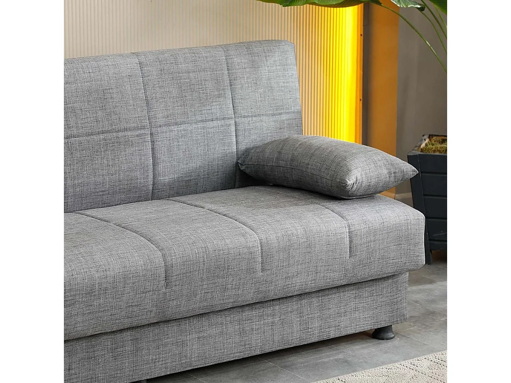 Divano letto Moon senza braccioli con contenitore colore grigio 180x81x83H