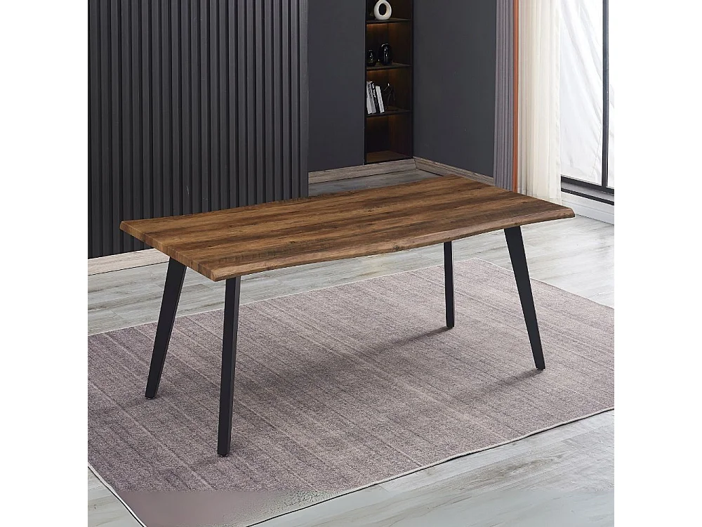 Tavolo fisso Regatta con piano effetto noce e gambe in metallo nero 180x90x76H