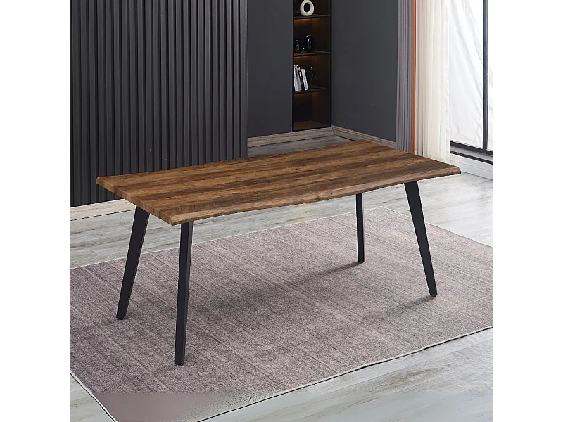 Tavolo fisso Regatta con piano effetto noce e gambe in metallo nero 180x90x76H