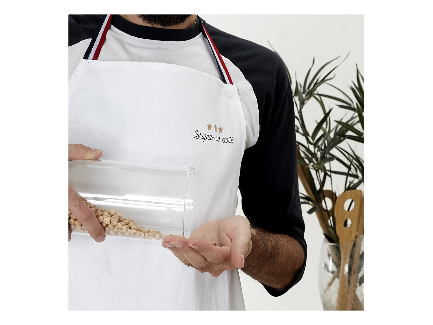 Tablier Adulte Brigade Des Etoiles 85x67cm Blanc, Rouge, Noir