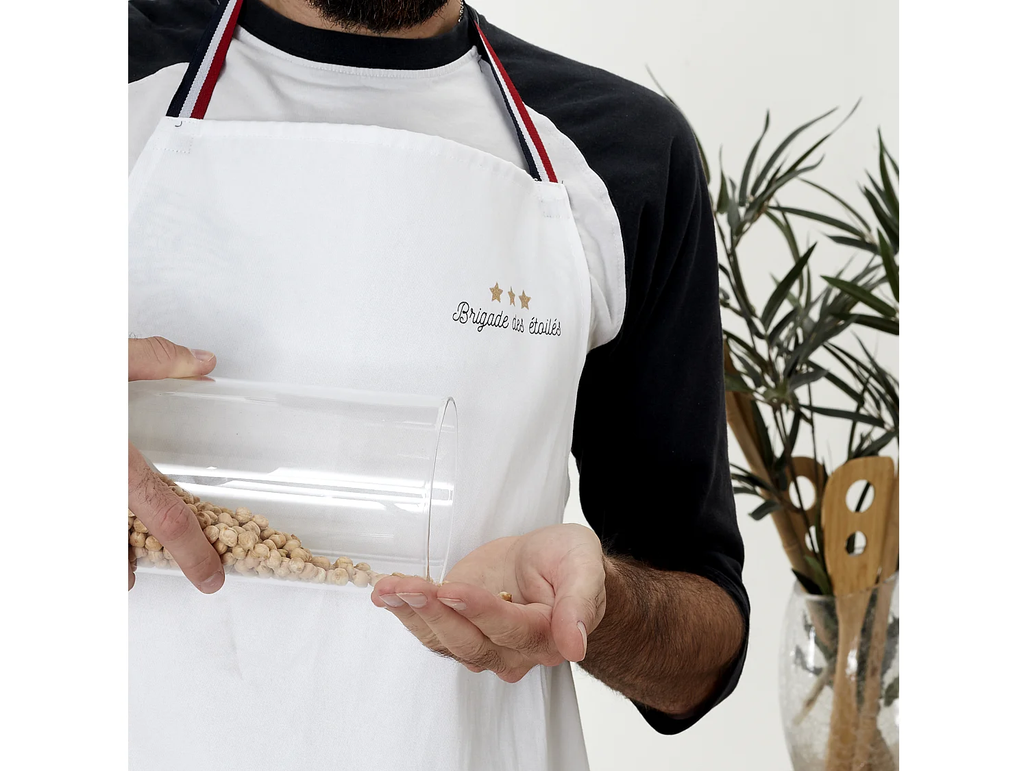 Tablier Adulte Brigade Des Etoiles 85x67cm Blanc, Rouge, Noir