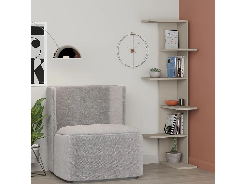 Libreria angolare Saso con 5 ripiani finitura cashmere 357x37x141H
