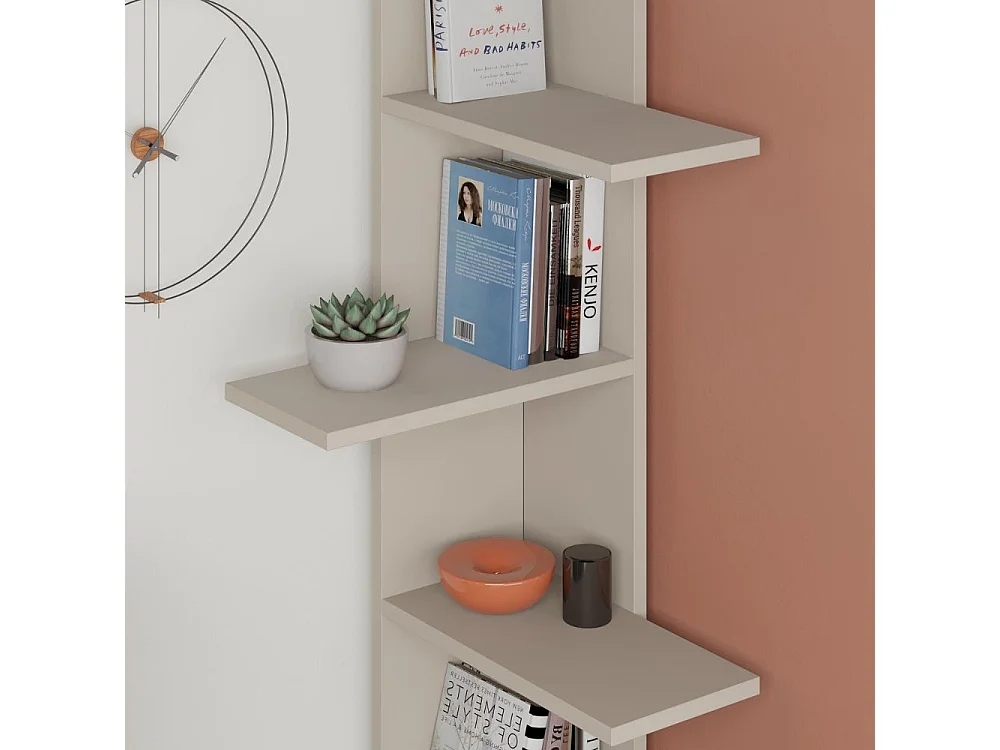 Libreria angolare Saso con 5 ripiani finitura cashmere 357x37x141H