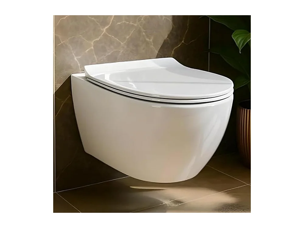 WC Toilettes : cuvette blanche avec siège de toilette Slim Soft-Close