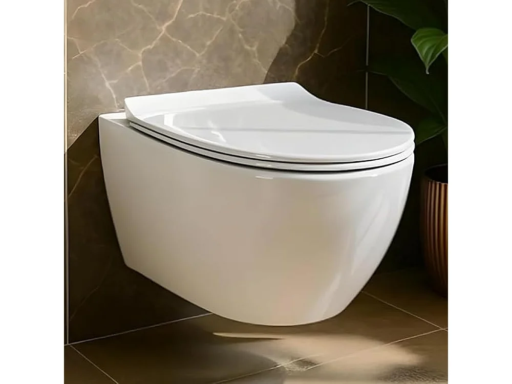 WC Toilettes : cuvette blanche avec siège de toilette Slim Soft-Close