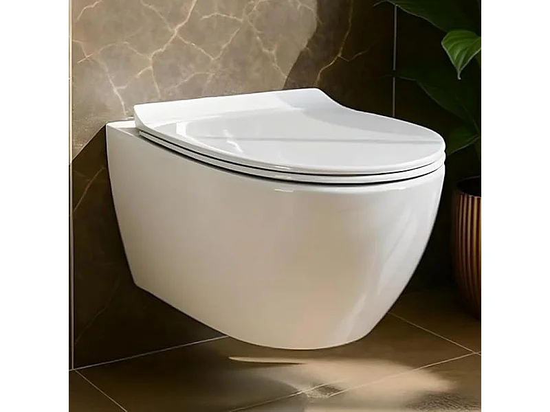 WC Toilettes : cuvette blanche avec siège de toilette Slim Soft-Close