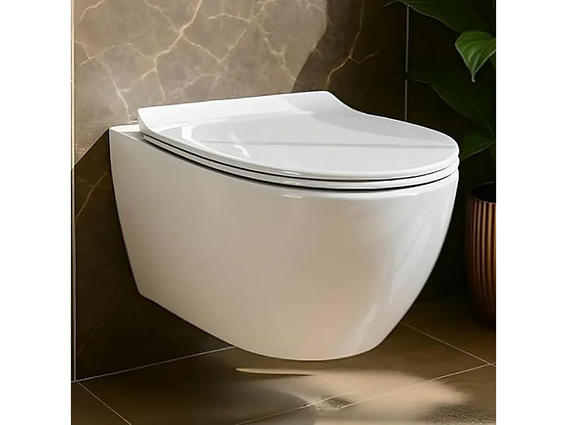 WC Toilettes : cuvette blanche avec siège de toilette Slim Soft-Close