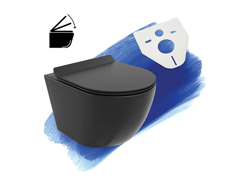 Toilet: toiletpot zwart met toiletbril Slim Soft-Close