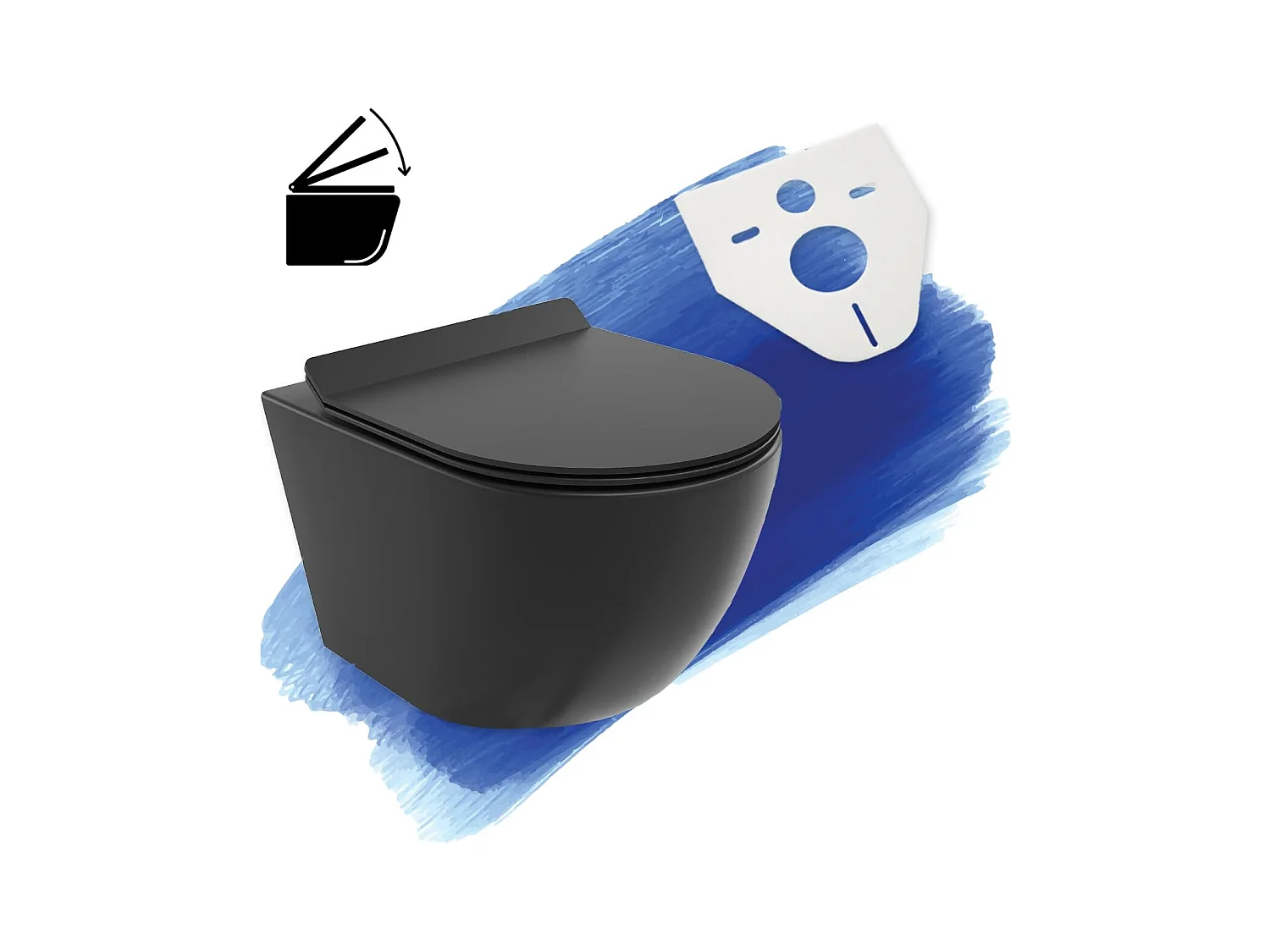 WC Toilettes : cuvette noire avec siège de toilette Slim Soft-Close