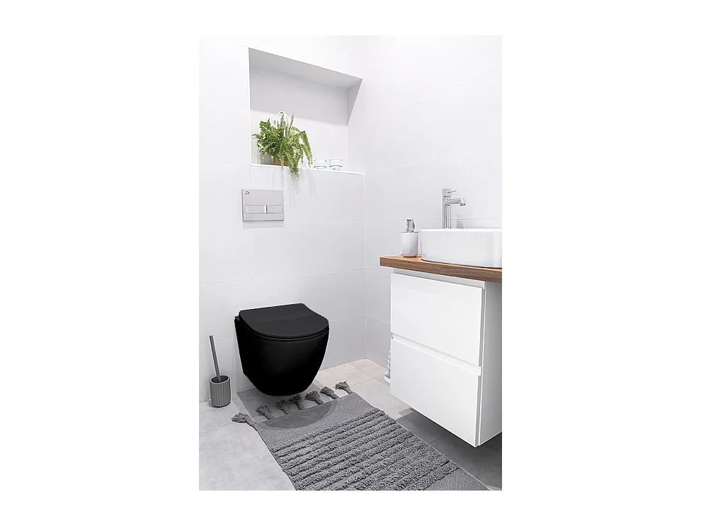 WC Toilettes : cuvette noire avec siège de toilette Slim Soft-Close