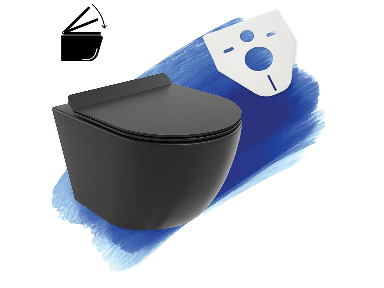 WC-Toilette: Schüssel Schwarz mit Klosettsitz Slim Soft-Close