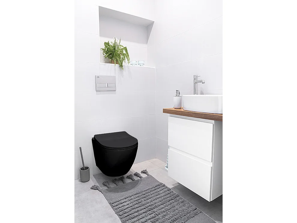 WC-Toilette: Schüssel Schwarz mit Klosettsitz Slim Soft-Close