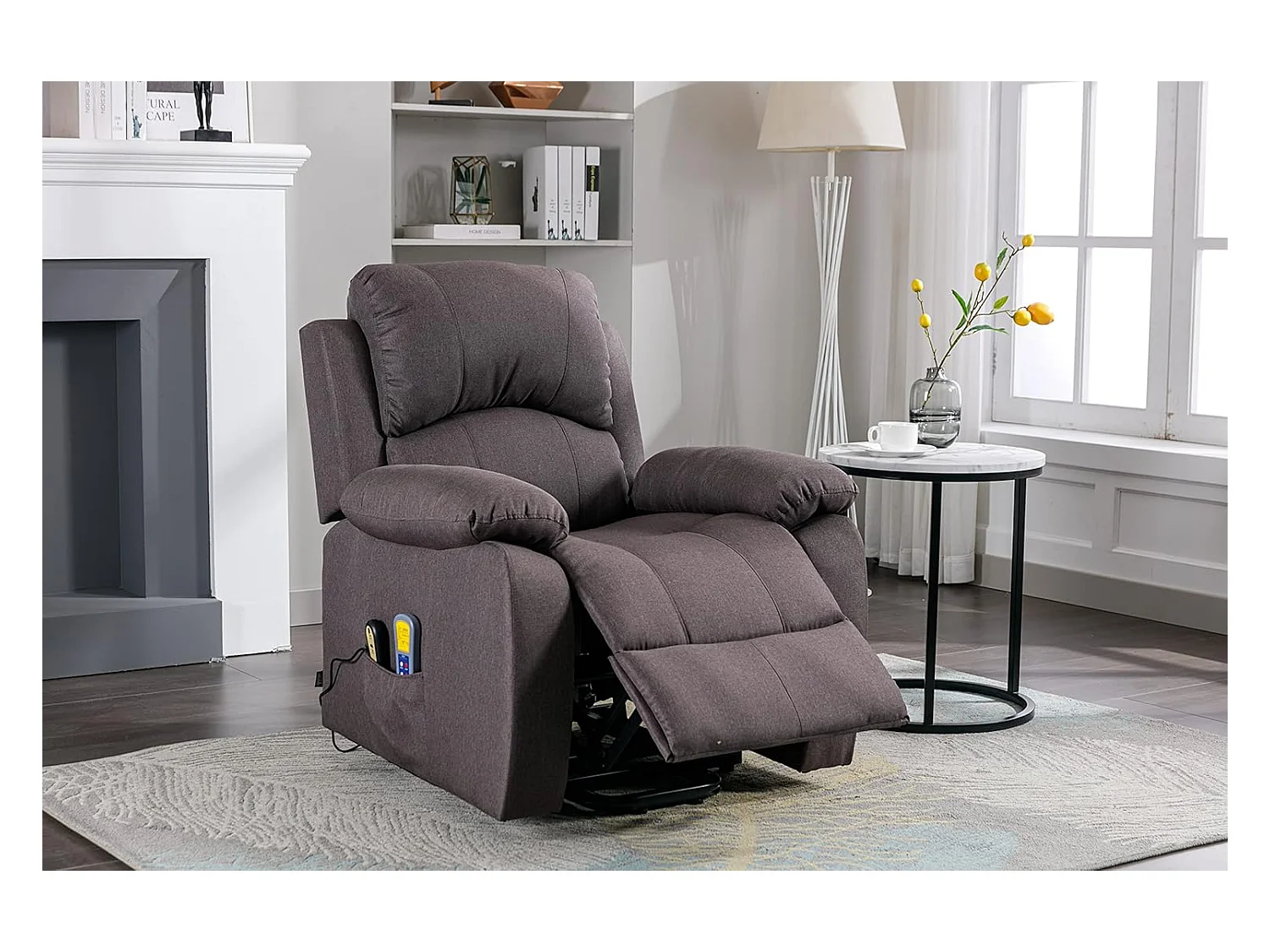 Sillón Relax Función Auto-Ayuda, Reclinación Eléctrica, Masaje Y Termoterapia, Marrón