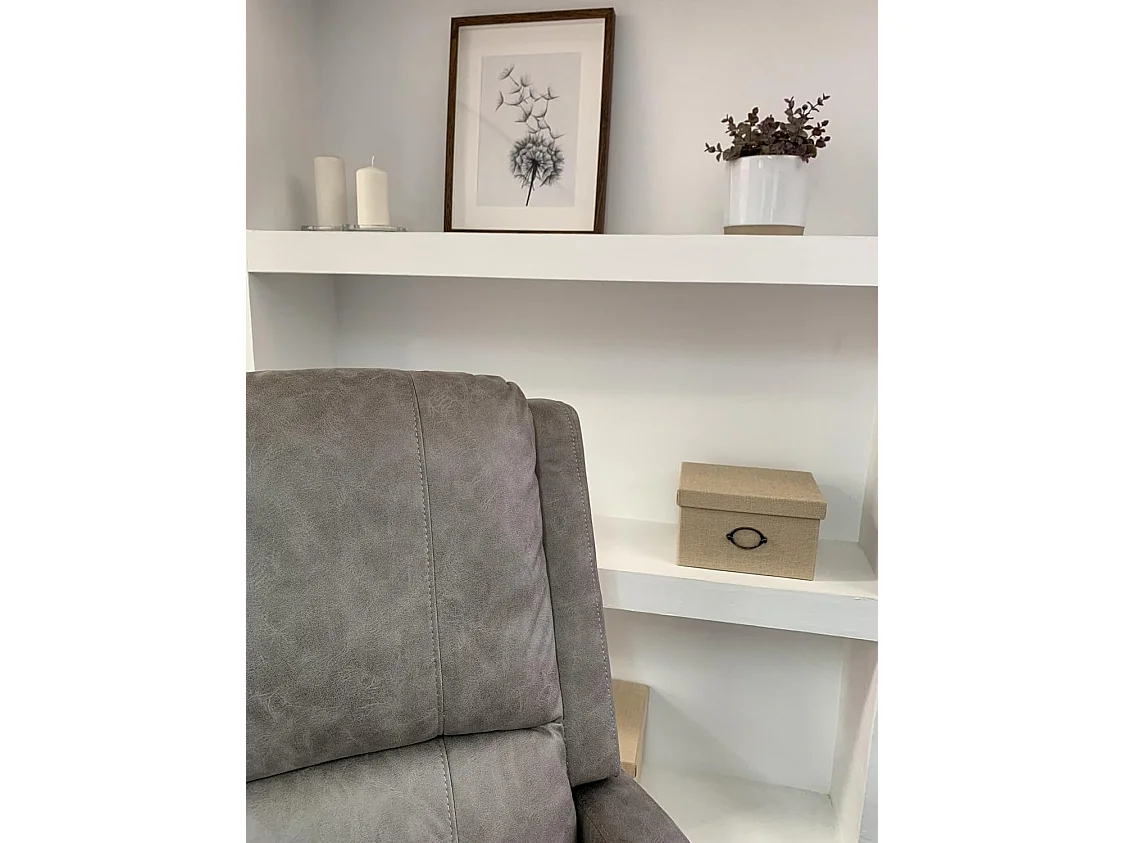 Sillón Relax con Reclinación Manual, Tapizado en Microfibra, Modelo Inés, Arena