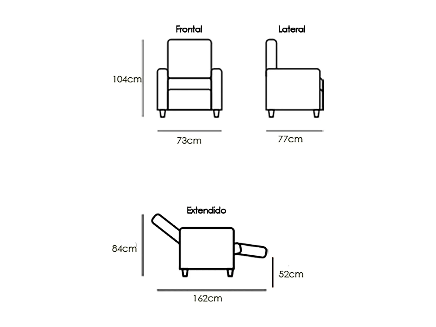 Sillón Relax con Reclinación Manual, Tapizado en Microfibra, Modelo Inés, Arena