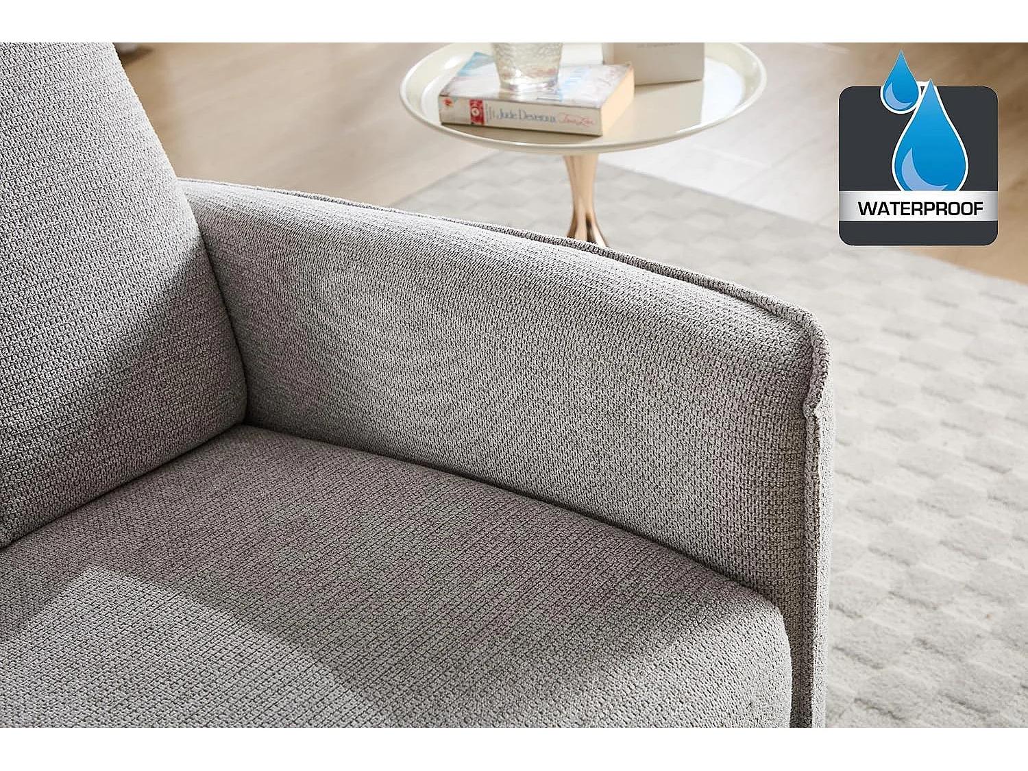 Sillón Relax con Reclinación Manual, Tejido Waterproof, Modelo Light, Arena