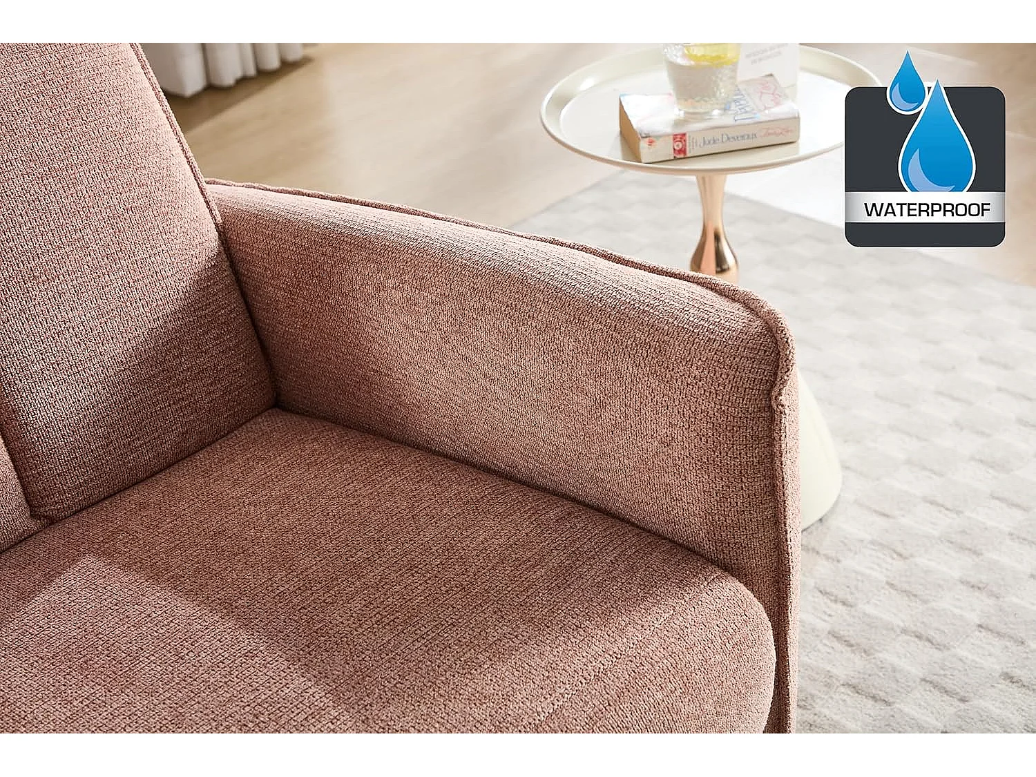 Sillón Relax con Reclinación Manual, Tejido Waterproof, Modelo Light, Salmón