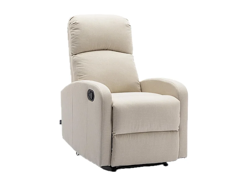 Sillón Relax con Reclinación Manual, Tapizado en Tela, Modelo Premium, Crema