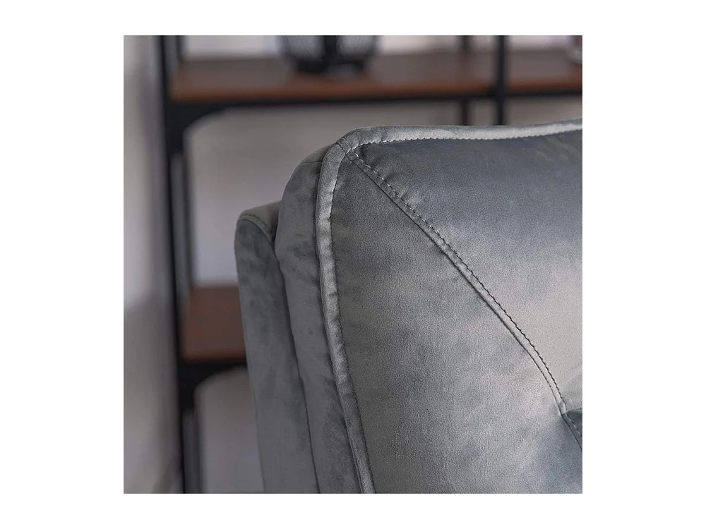 Sillón Relax con Reclinación Manual, Tapizado en Terciopelo, Modelo Lui, Gris