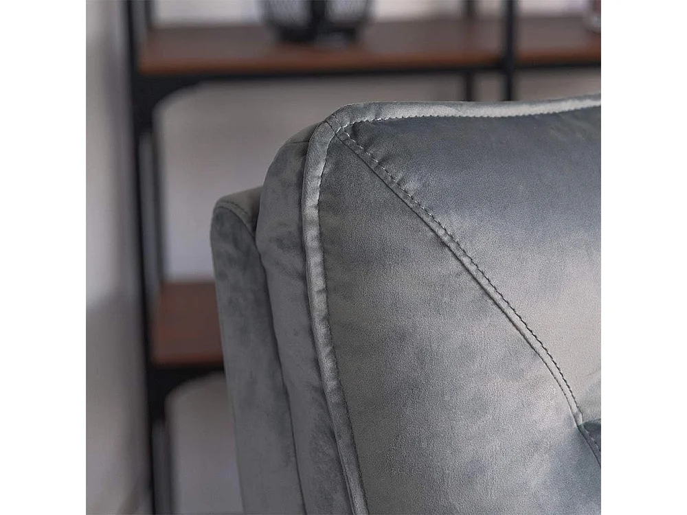 Sillón Relax con Reclinación Manual, Tapizado en Terciopelo, Modelo Lui, Gris