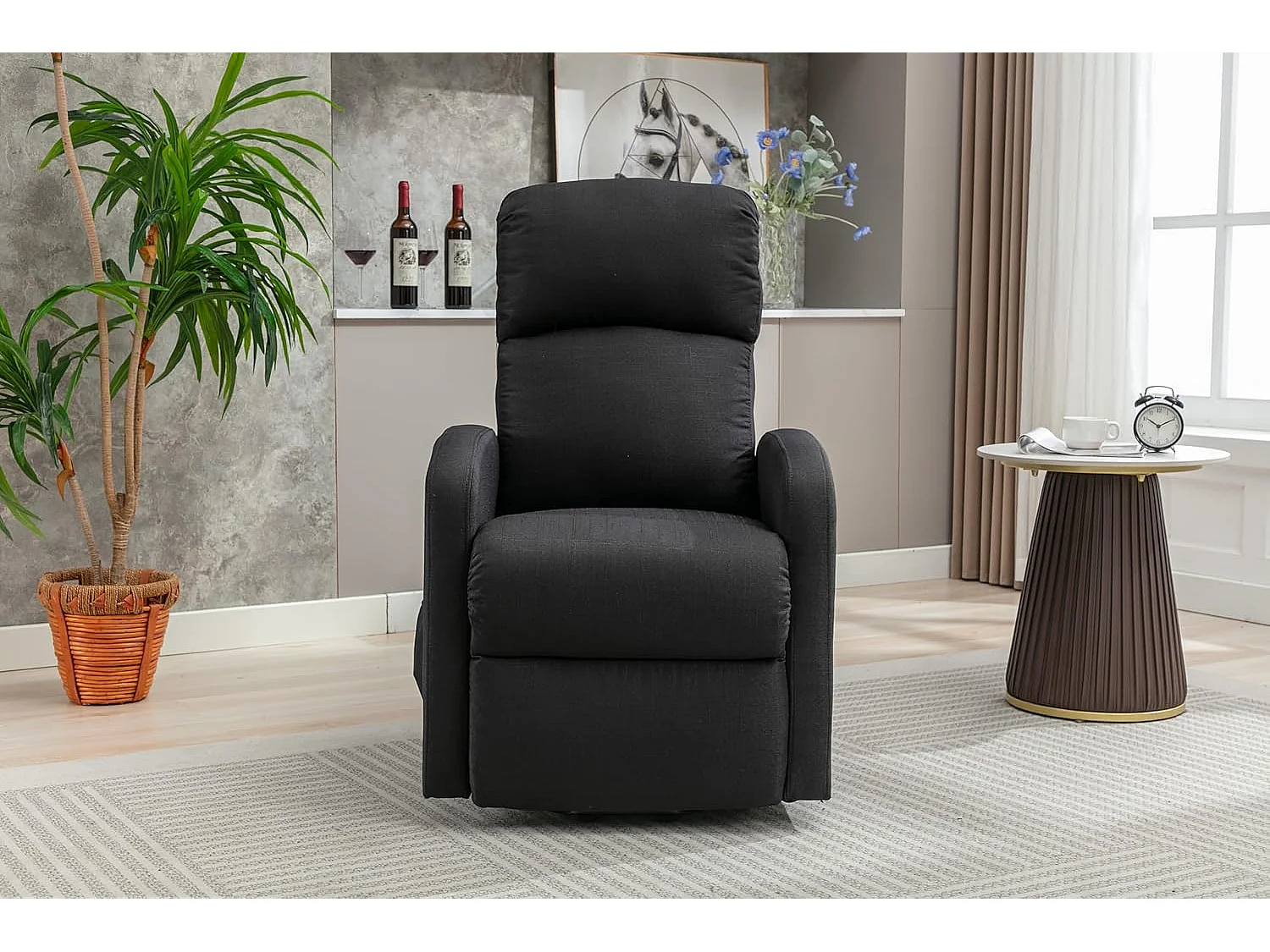 Sillón Relax Función Auto-Ayuda y Reclinación Eléctrica. Tela, Modelo Premium, Negro