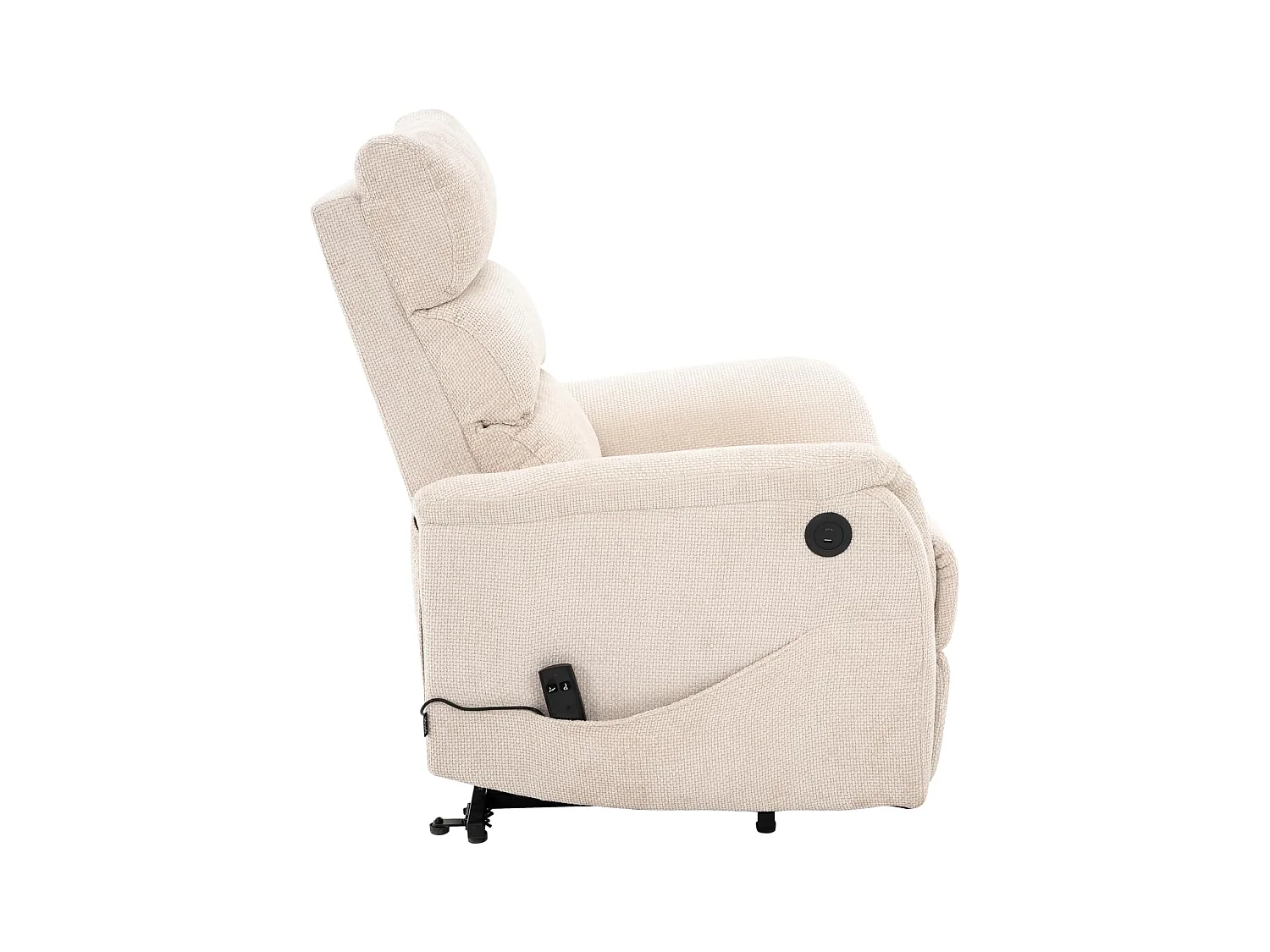Sillón Relax con Función Auto-Ayuda y reclinación eléctrica. Conexión USB/USB-C, Beige