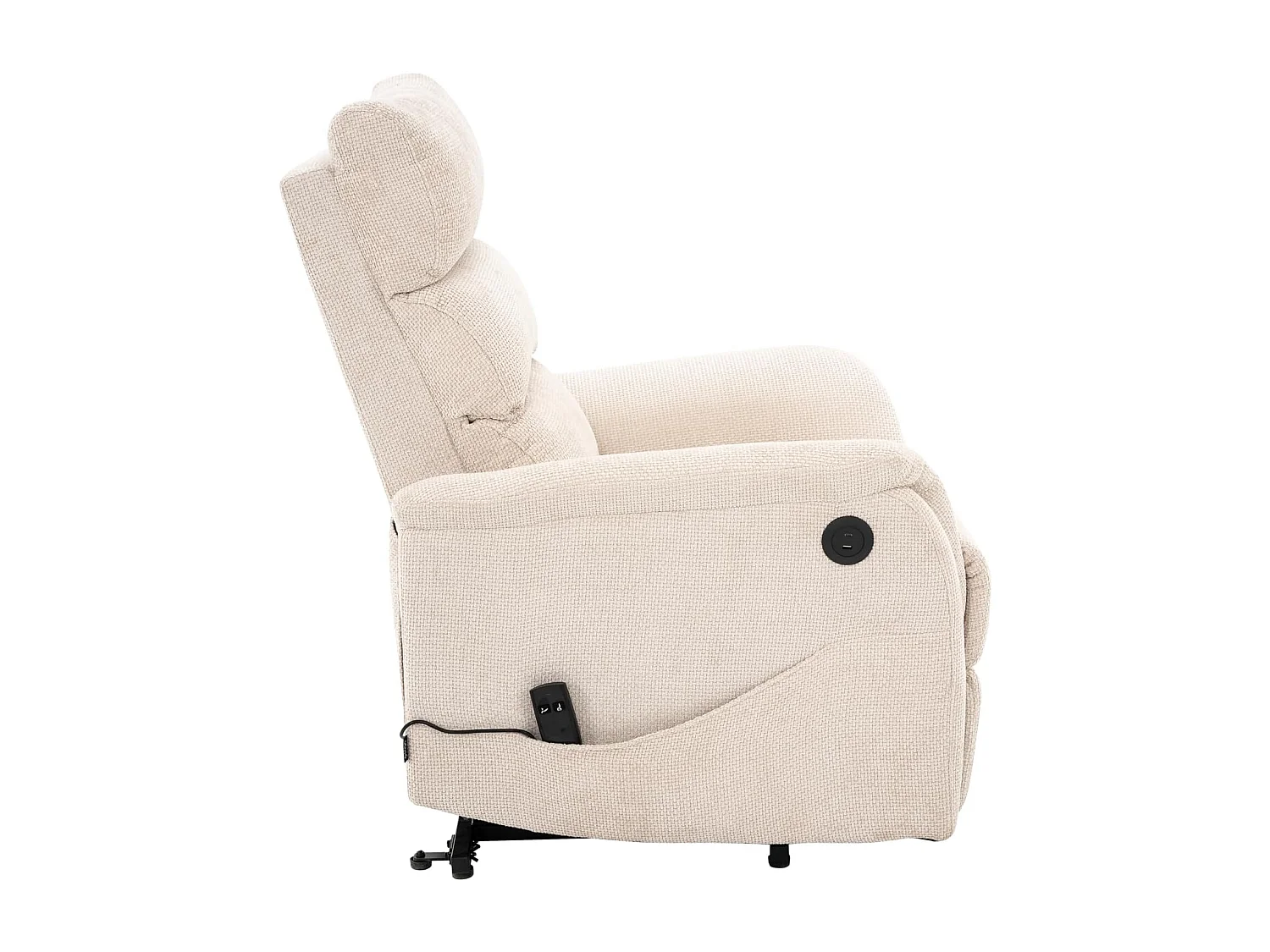Sillón Relax con Función Auto-Ayuda y reclinación eléctrica. Conexión USB/USB-C, Beige