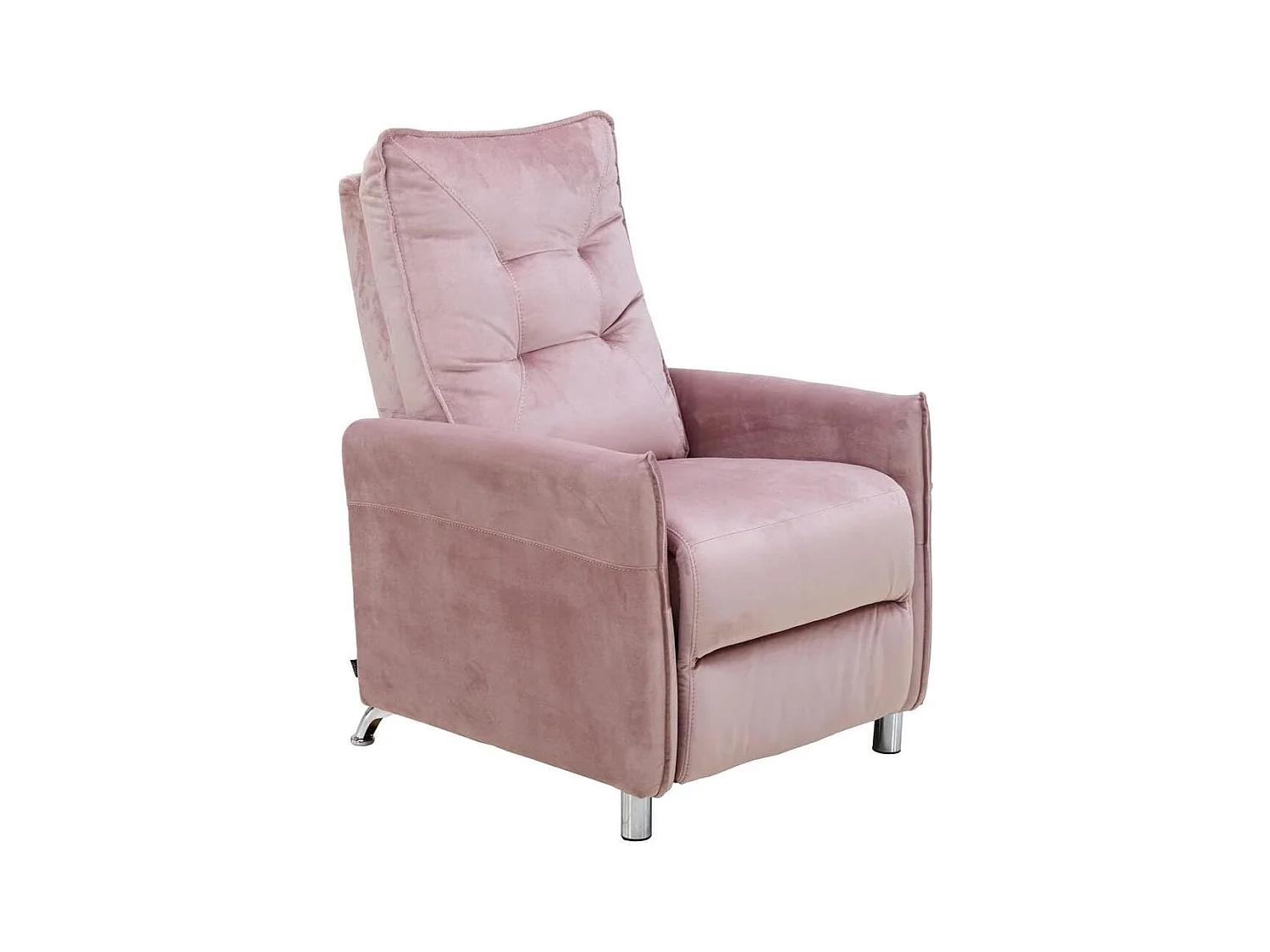 Sillón Relax con Reclinación Manual, Tapizado en Terciopelo, Modelo Lui, Rosa