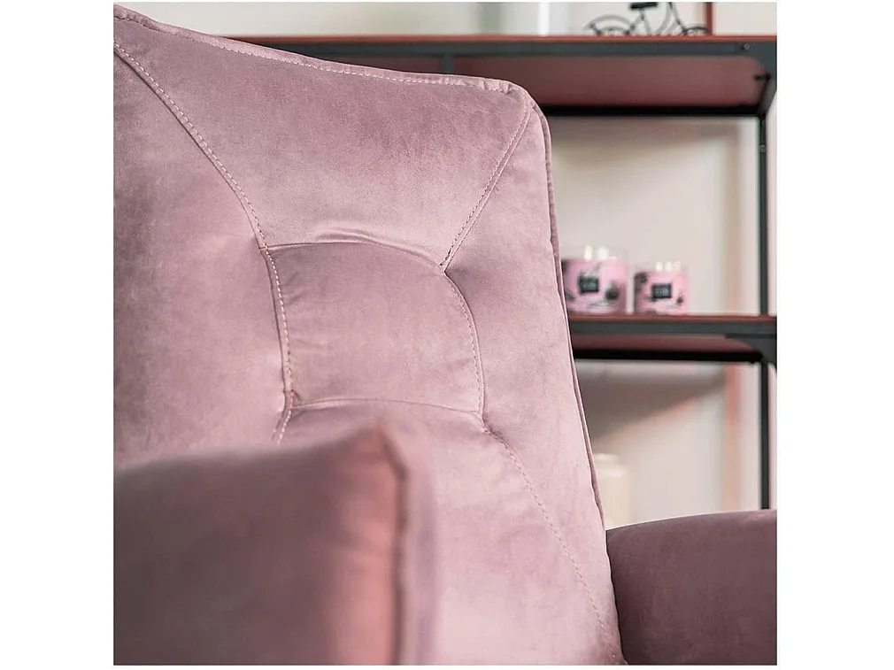 Sillón Relax con Reclinación Manual, Tapizado en Terciopelo, Modelo Lui, Rosa