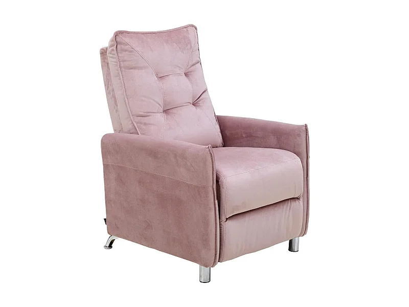 Sillón Relax con Reclinación Manual, Tapizado en Terciopelo, Modelo Lui, Rosa