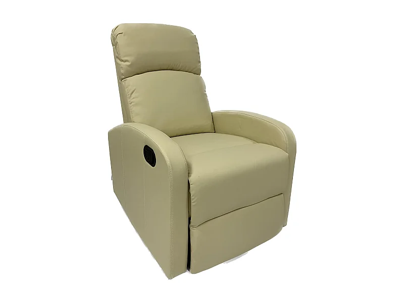 Sillón Relax Reclinación Manual, Tapizado en PU Anti-Cuarteo, Modelo Premium, Crema