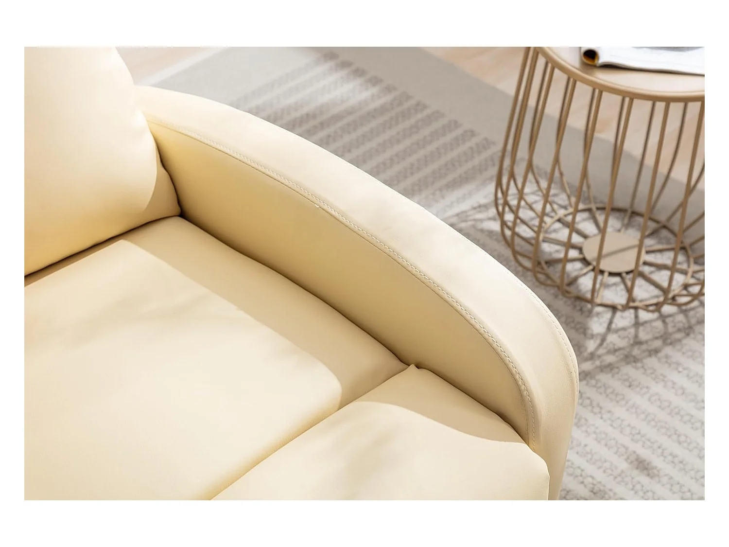 Sillón Relax Reclinación Manual, Tapizado en PU Anti-Cuarteo, Modelo Premium, Crema