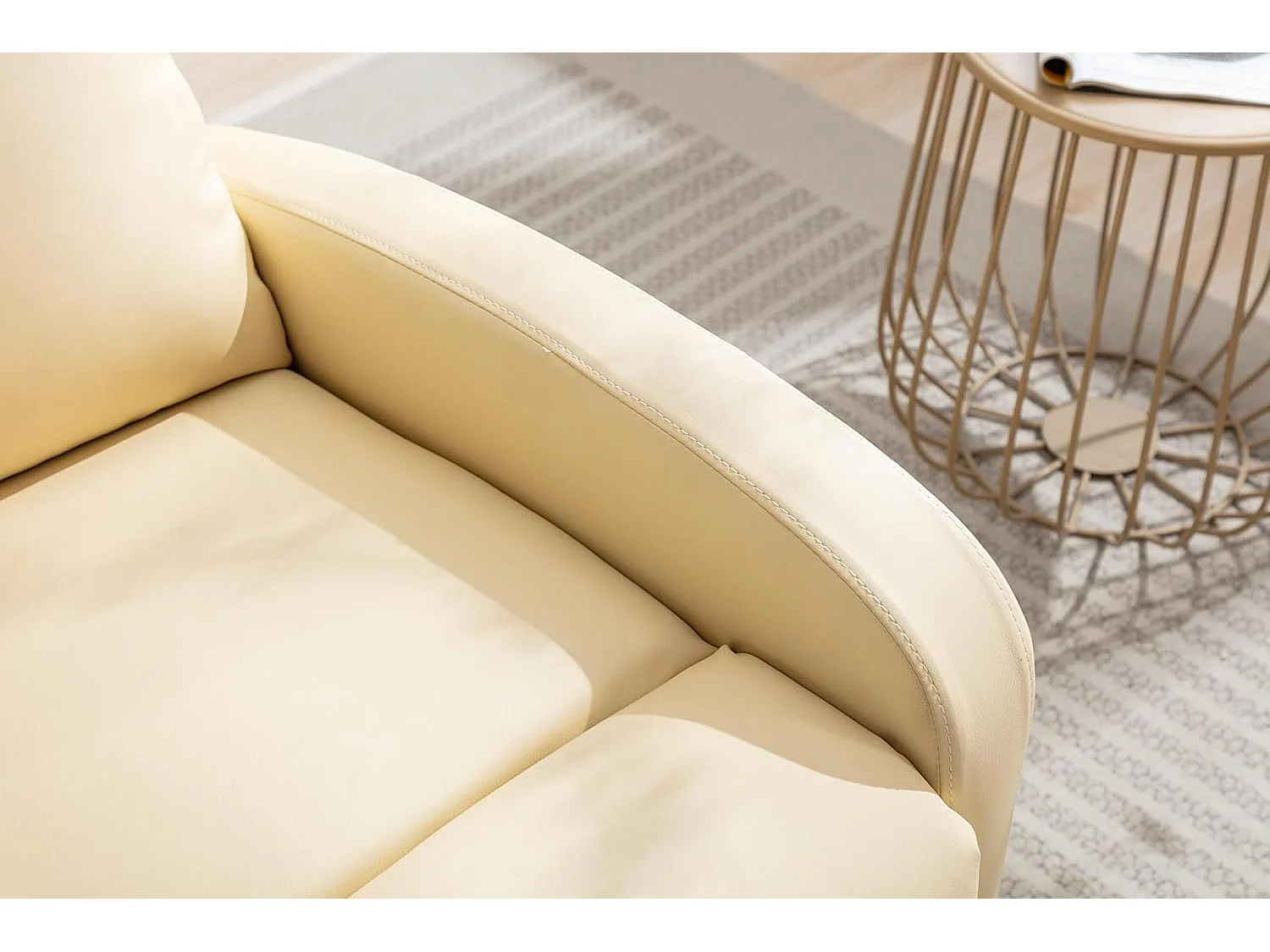 Sillón Relax Reclinación Manual, Tapizado en PU Anti-Cuarteo, Modelo Premium, Crema