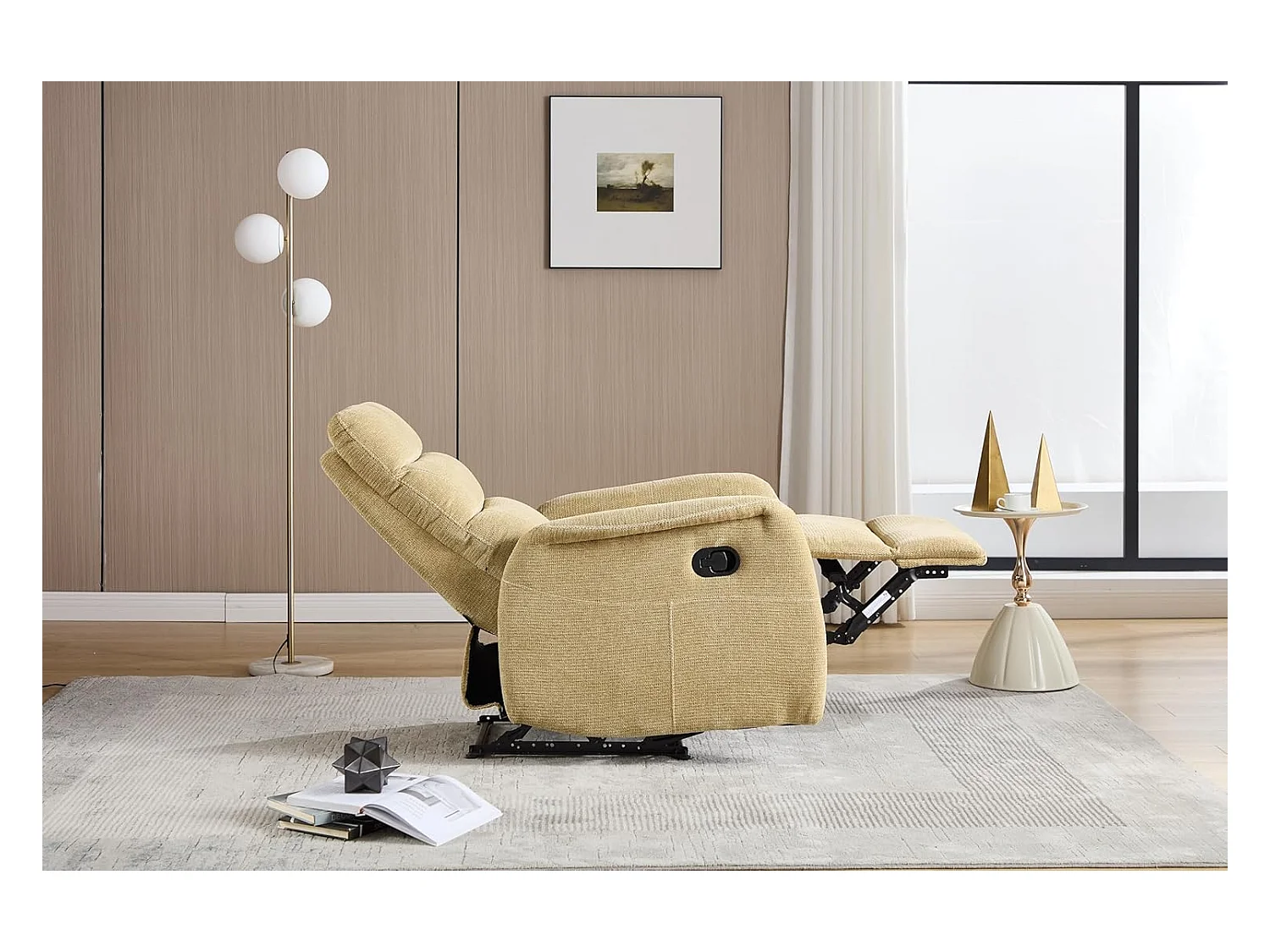 Sillón Relax con Reclinación Manual, Tejido Waterproof, Modelo Duke, Pistacho