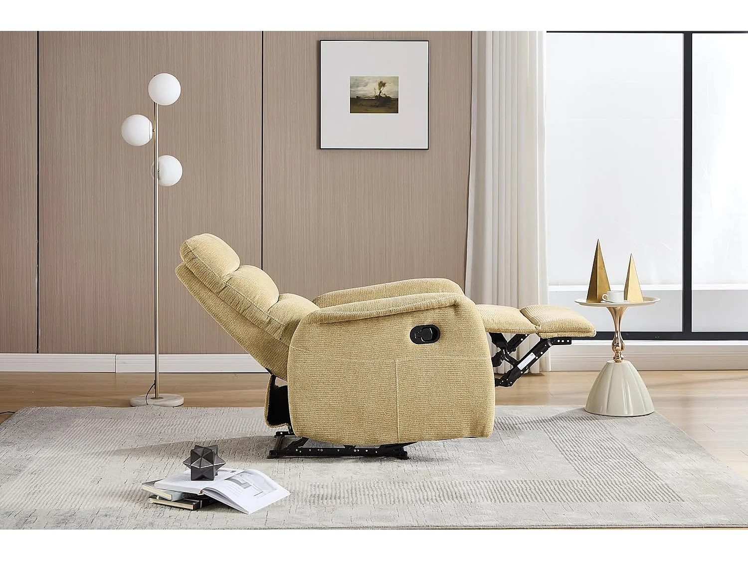 Sillón Relax con Reclinación Manual, Tejido Waterproof, Modelo Duke, Pistacho