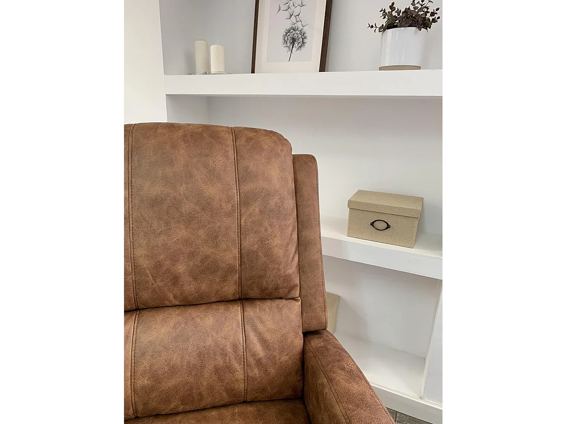 Sillón Relax con Reclinación Manual, Tapizado en Microfibra, Modelo Inés, Óxido