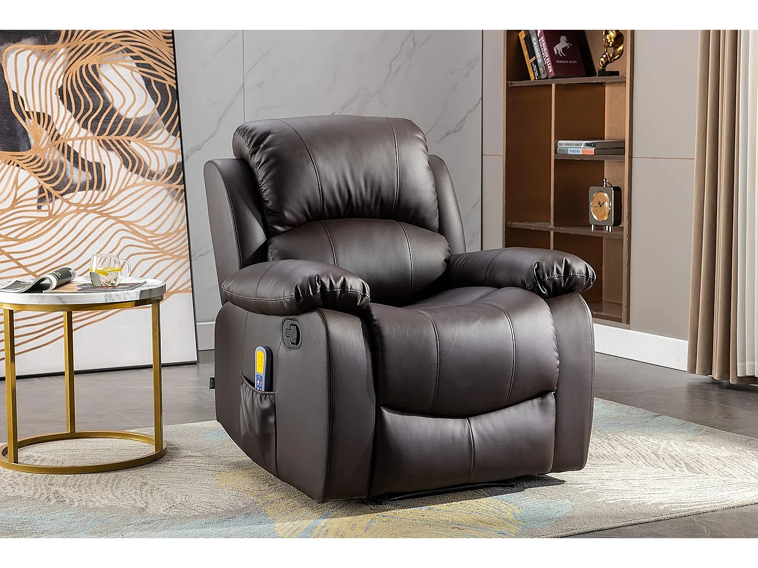 Sillón Relax con Reclinación Manual (Sistema Pared Cero), Masaje Y Termoterapia. Chocolate