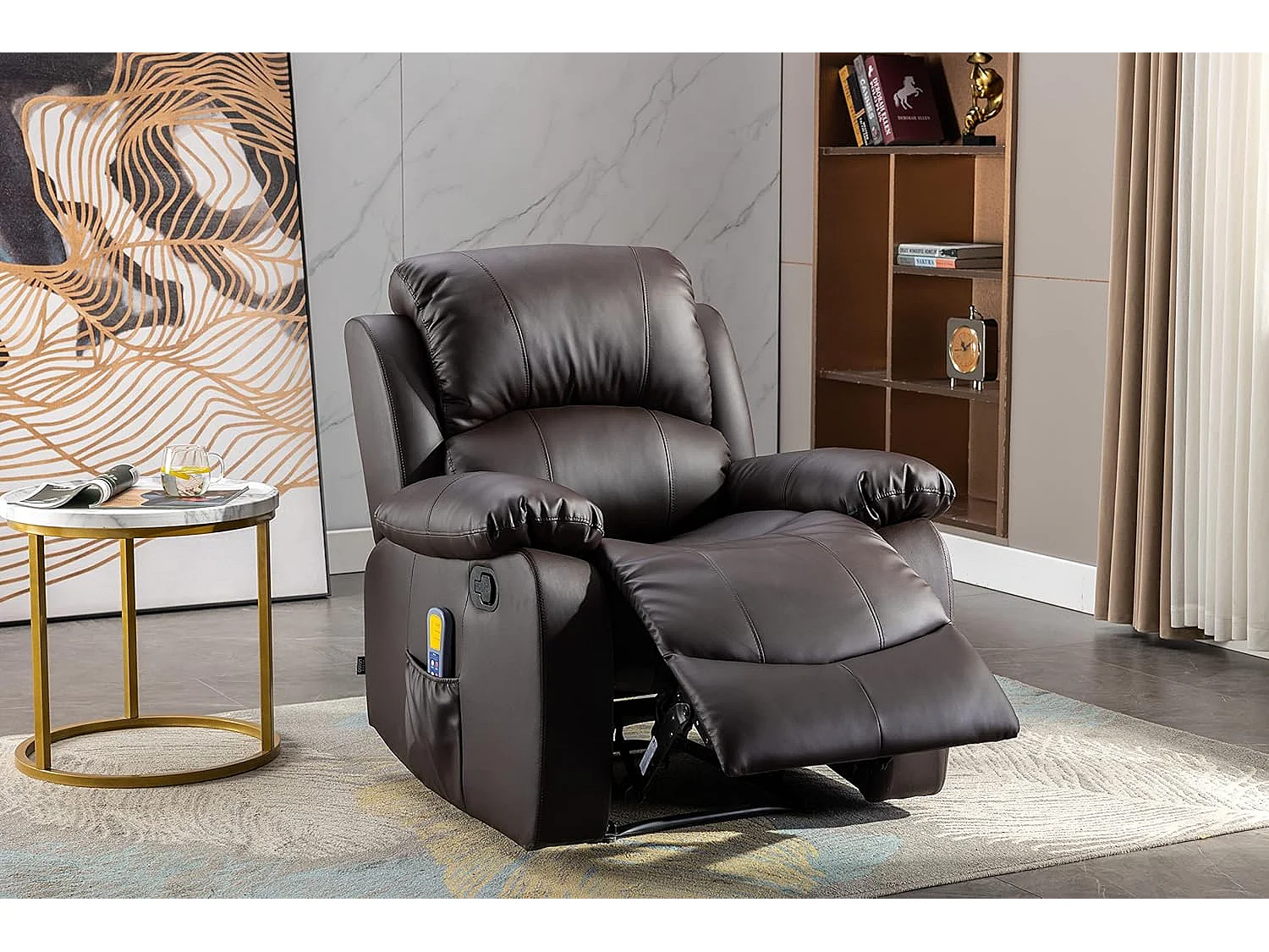 Sillón Relax con Reclinación Manual (Sistema Pared Cero), Masaje Y Termoterapia. Chocolate