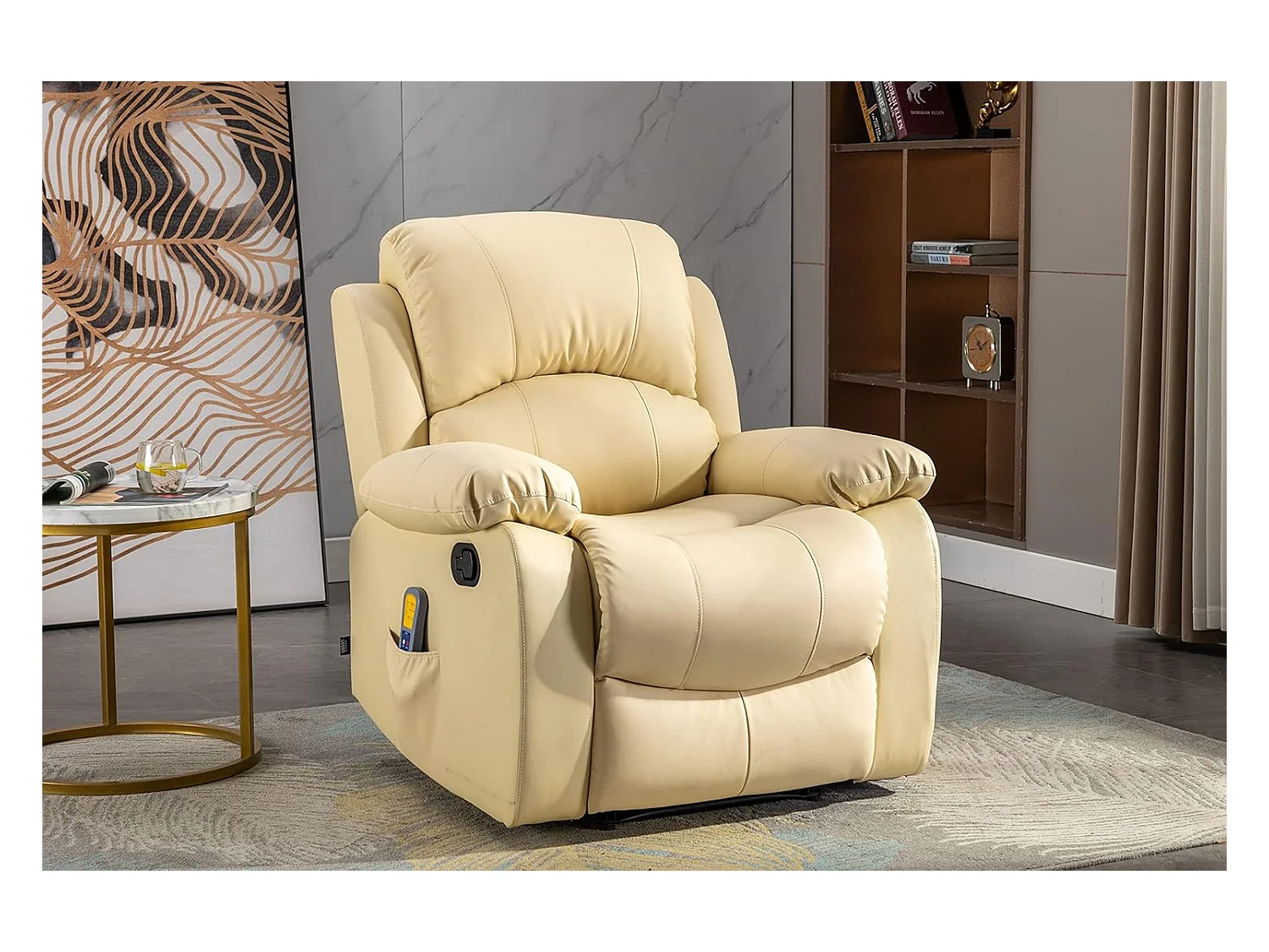 Sillón Relax con Reclinación Manual (Sistema Pared Cero), Masaje Y Termoterapia. Crema