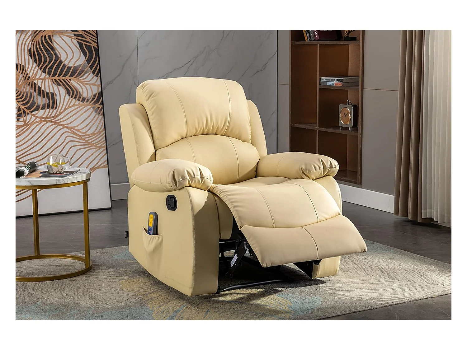 Sillón Relax con Reclinación Manual (Sistema Pared Cero), Masaje Y Termoterapia. Crema