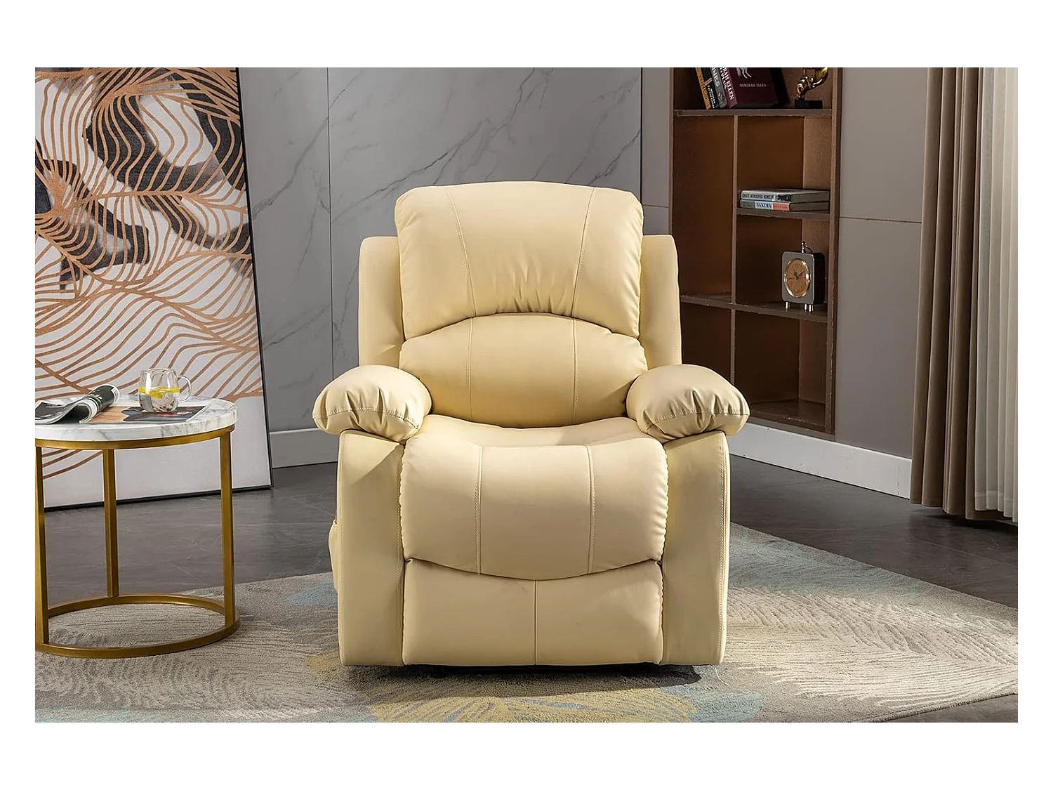 Sillón Relax con Reclinación Manual (Sistema Pared Cero), Masaje Y Termoterapia. Crema