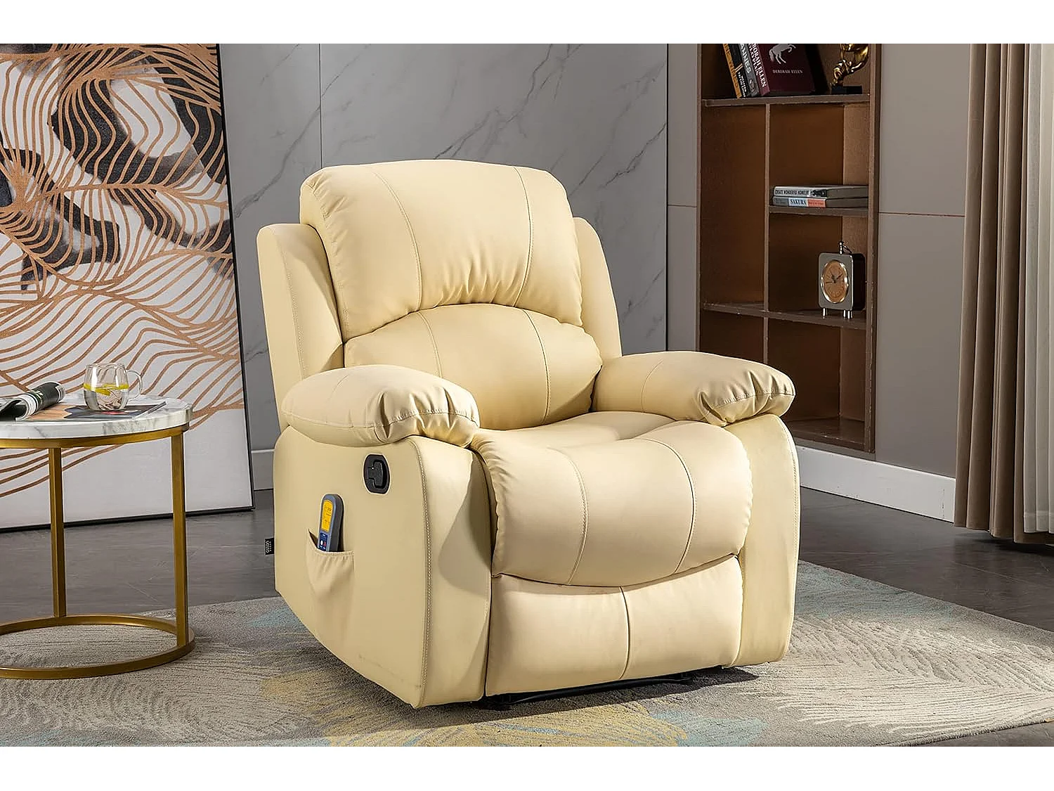 Sillón Relax con Reclinación Manual (Sistema Pared Cero), Masaje Y Termoterapia. Crema