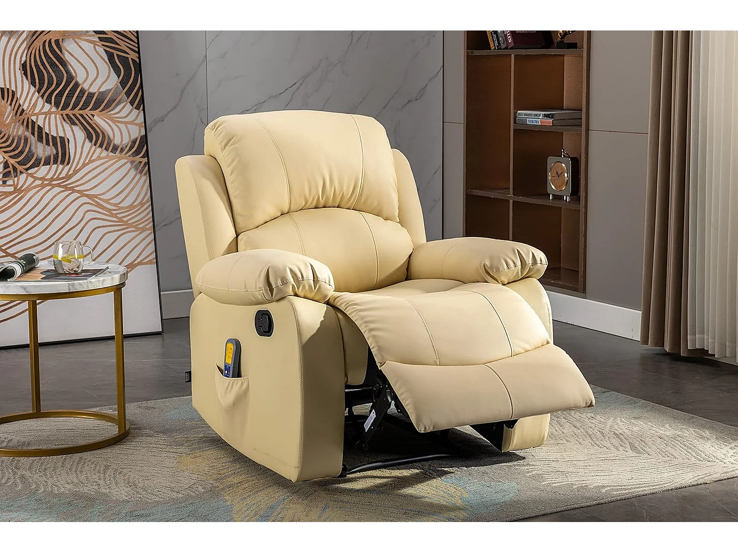 Sillón Relax con Reclinación Manual (Sistema Pared Cero), Masaje Y Termoterapia. Crema