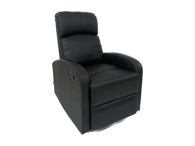 Sillón Relax Reclinación Manual, Tapizado en PU Anti-Cuarteo, Modelo Premium, Negro