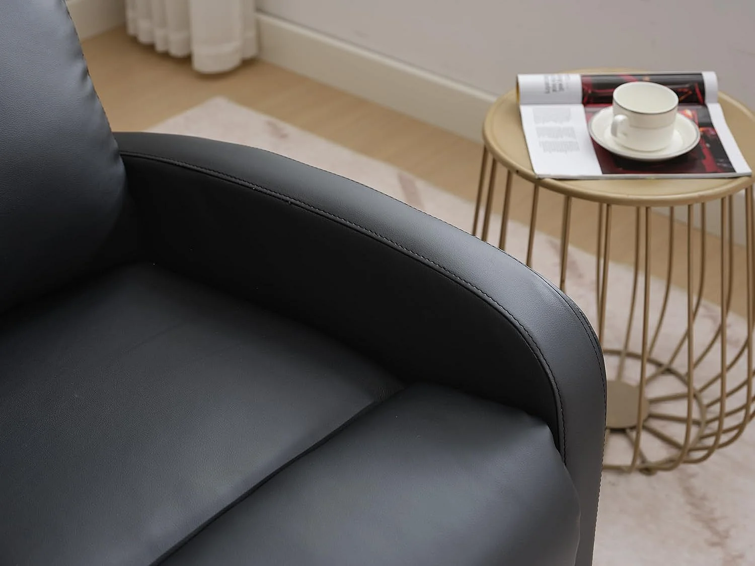 Sillón Relax Reclinación Manual, Tapizado en PU Anti-Cuarteo, Modelo Premium, Negro