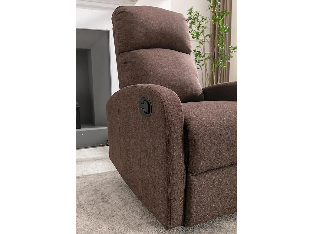 Sillón Relax con Reclinación Manual, Tapizado en Tela, Modelo Premium, Chocolate