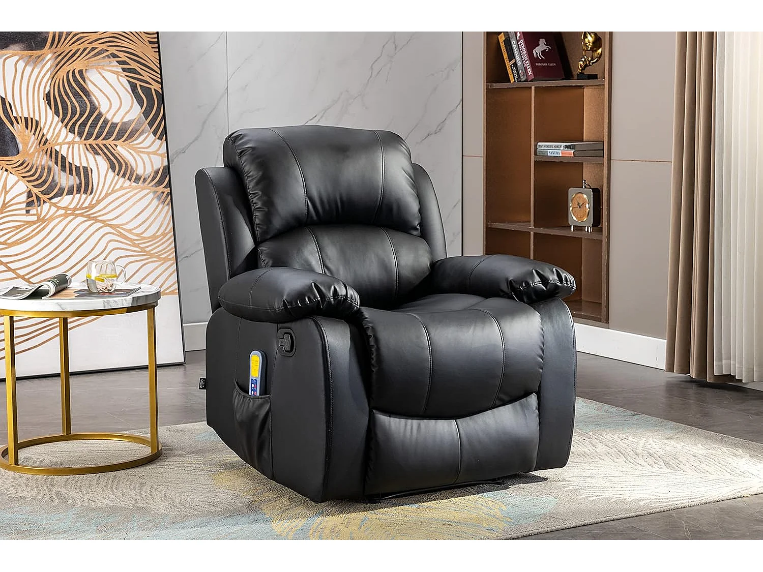 Sillón Relax con Reclinación Manual (Sistema Pared Cero), Masaje Y Termoterapia. Negro